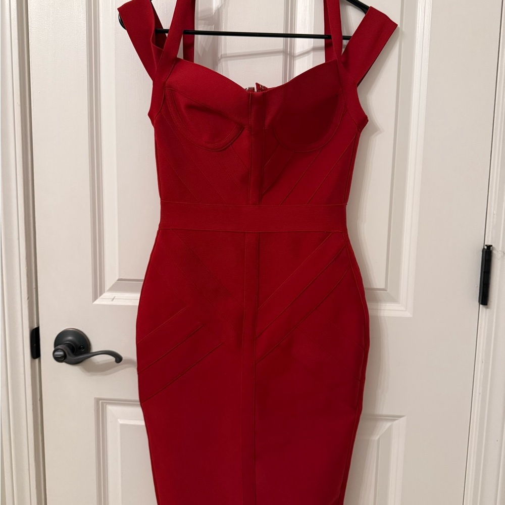 Elegant Red Bandage Women's Dress